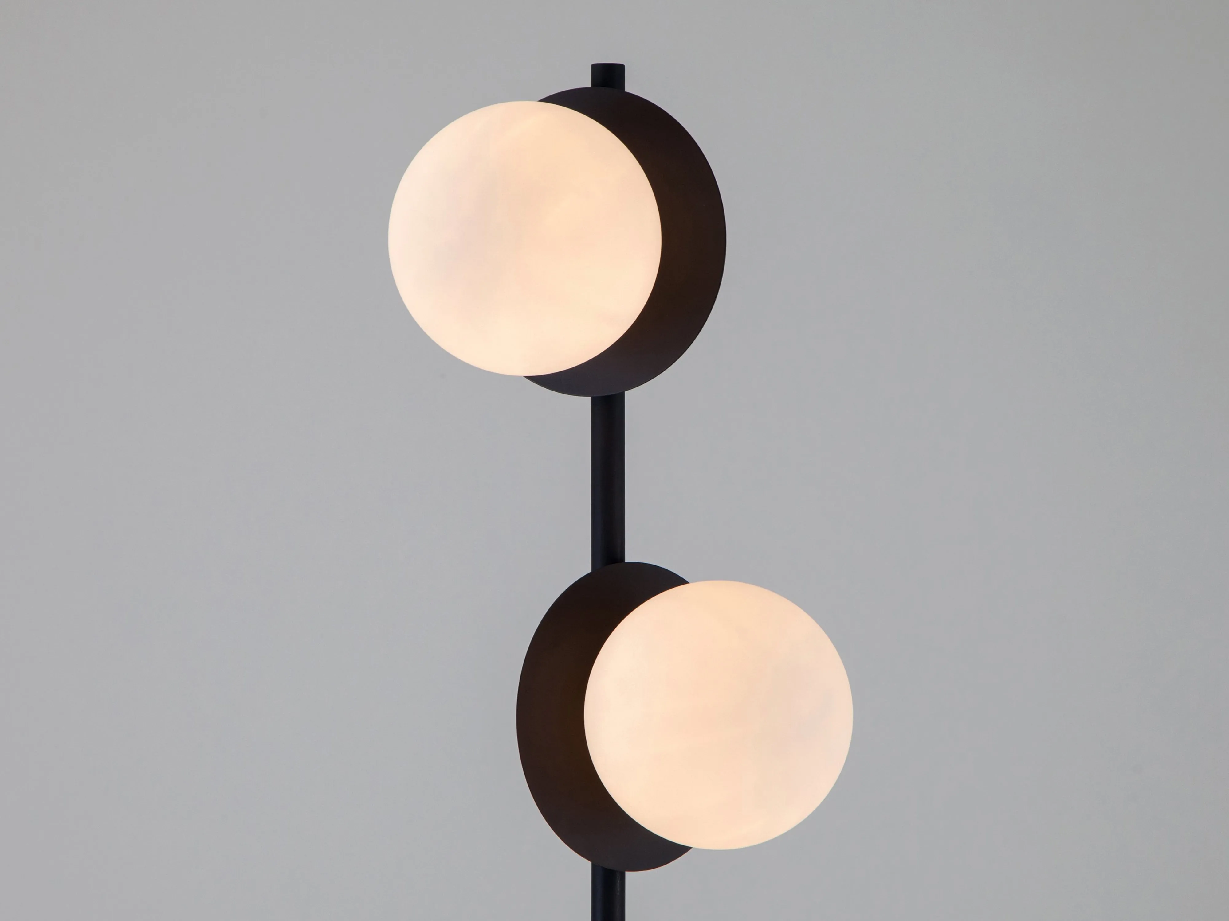 Charcoal grey opal disk floor lamp