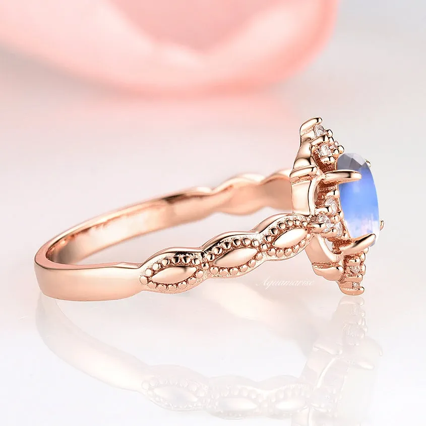 Claire Natural Moonstone Ring-  14K Rose Gold Vermeil