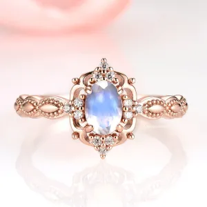 Claire Natural Moonstone Ring-  14K Rose Gold Vermeil