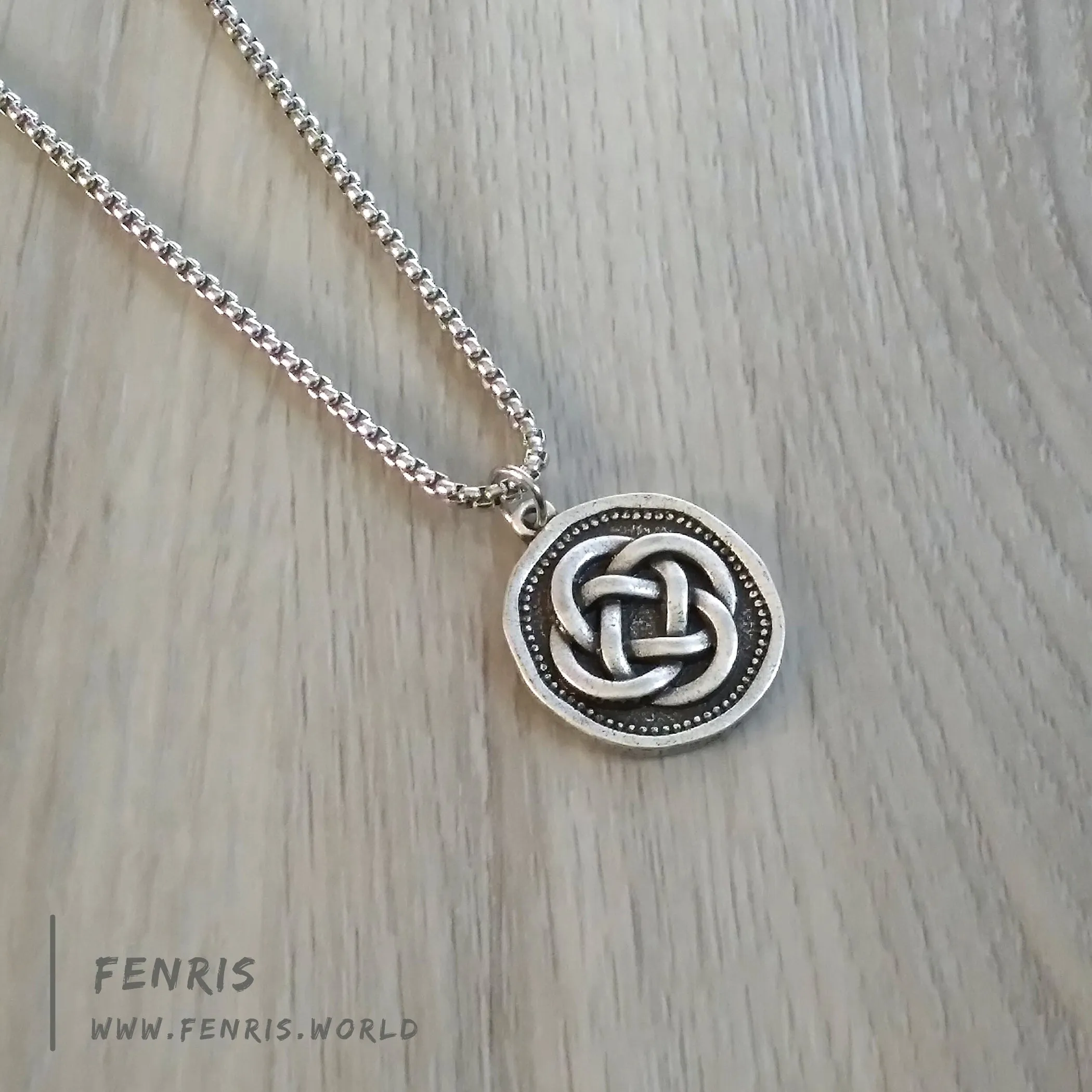 Coin Necklace Silver Celtic Knot