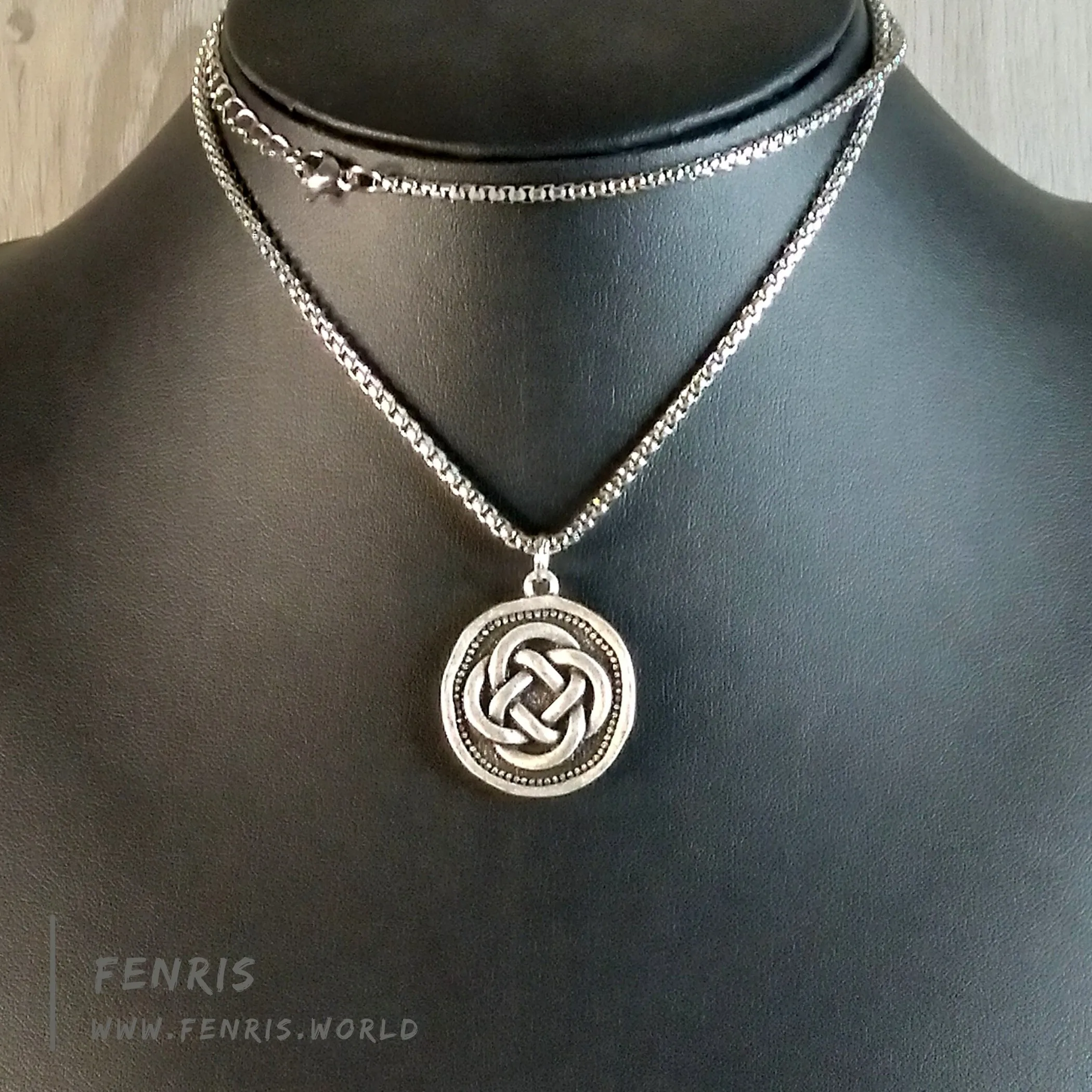 Coin Necklace Silver Celtic Knot