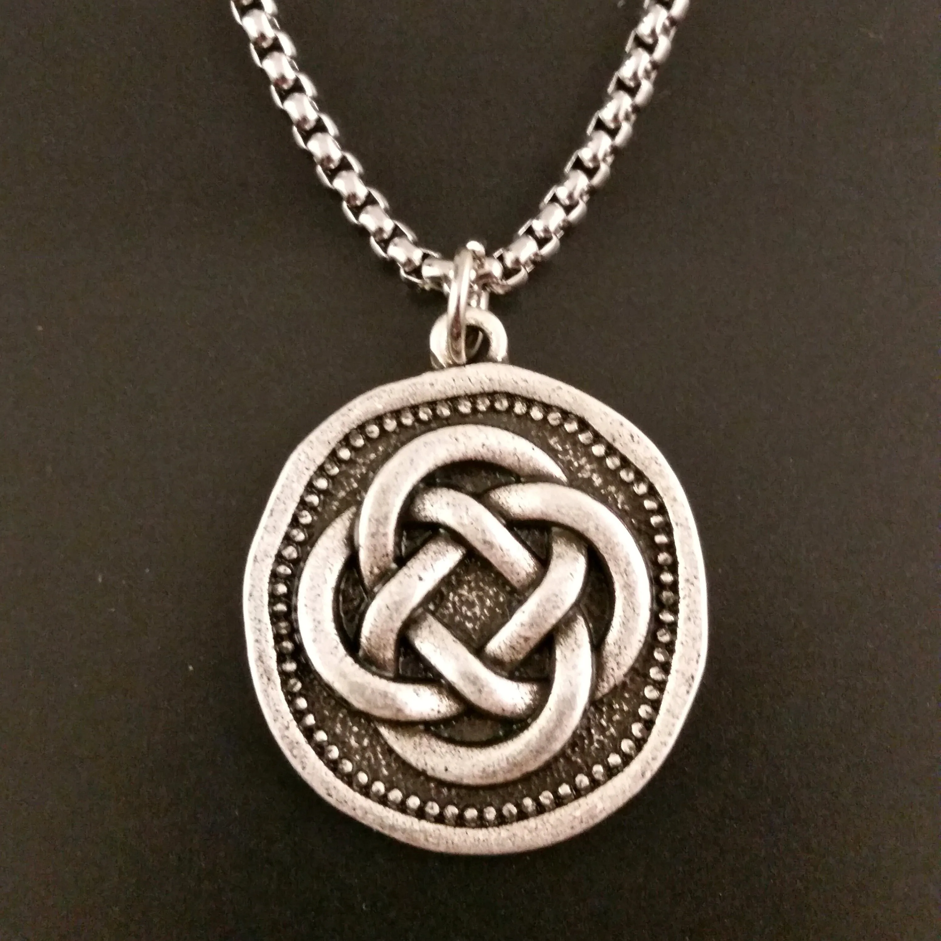 Coin Necklace Silver Celtic Knot