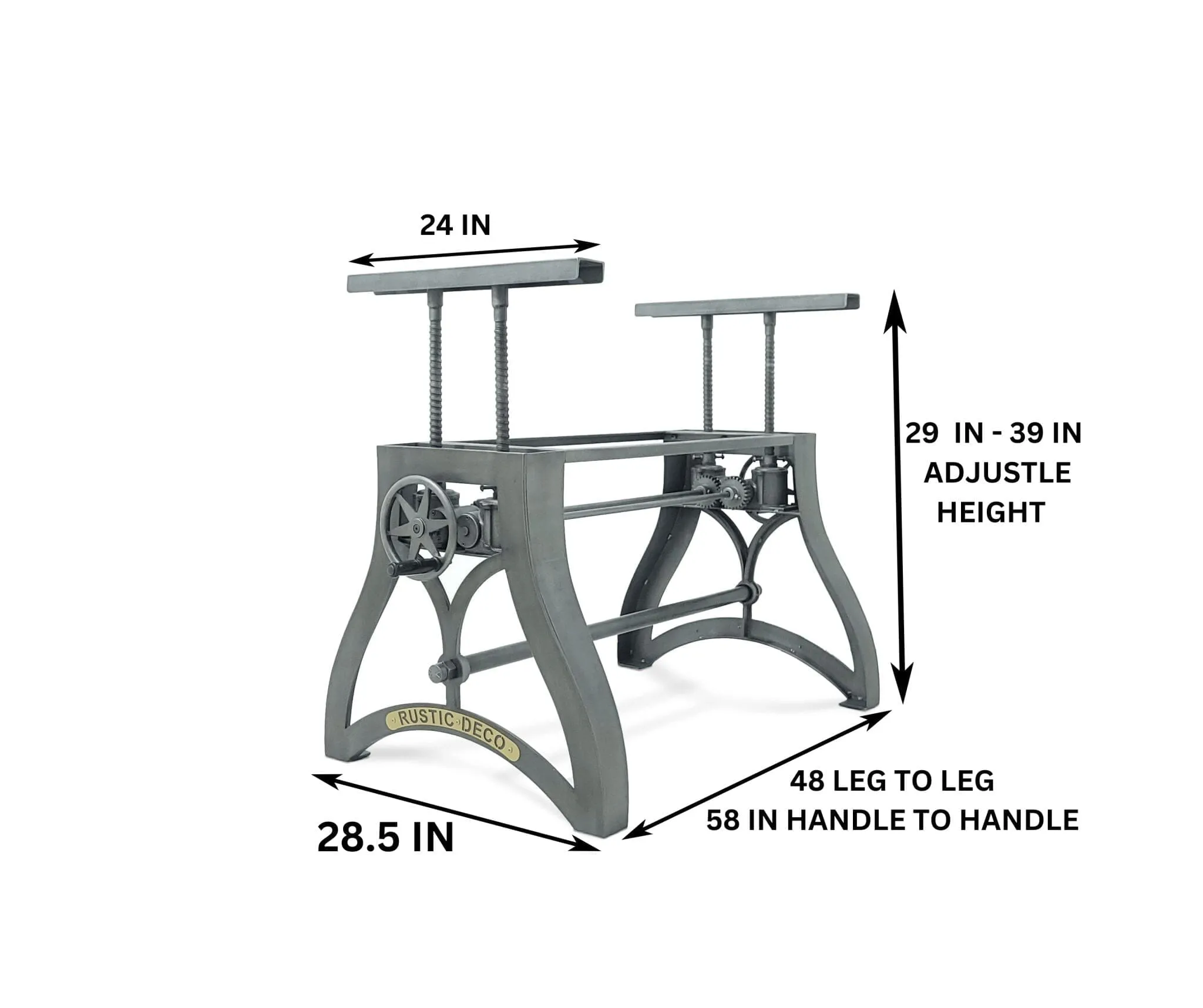 Crescent Writing Table Desk Base - Adjustable Height Sit or Stand - DIY