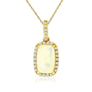 Cushion Opal and Diamond Halo Pendant