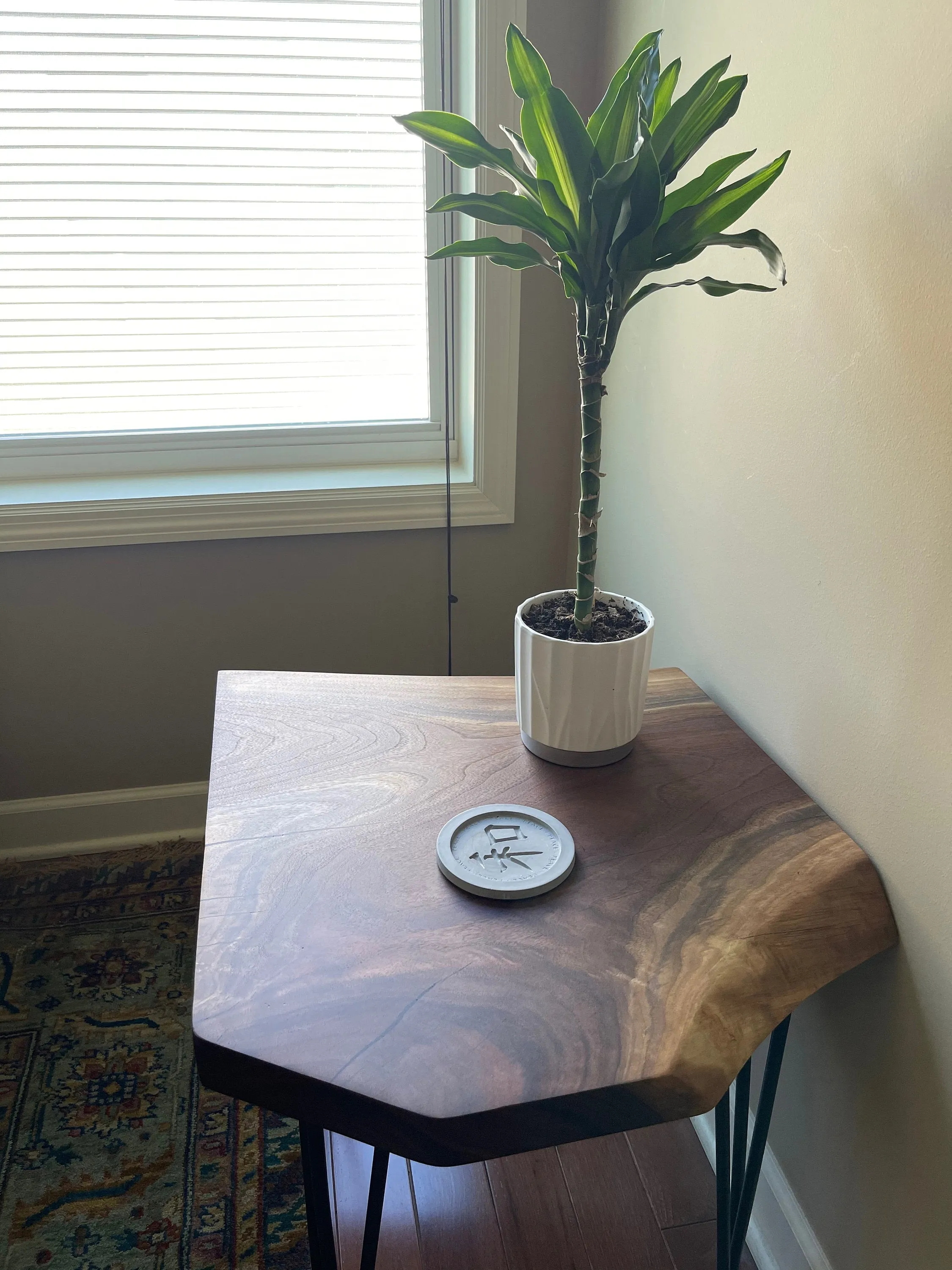 Custom Live Edge Black Walnut End Table, Metal, Furniture, Mid Century Modern