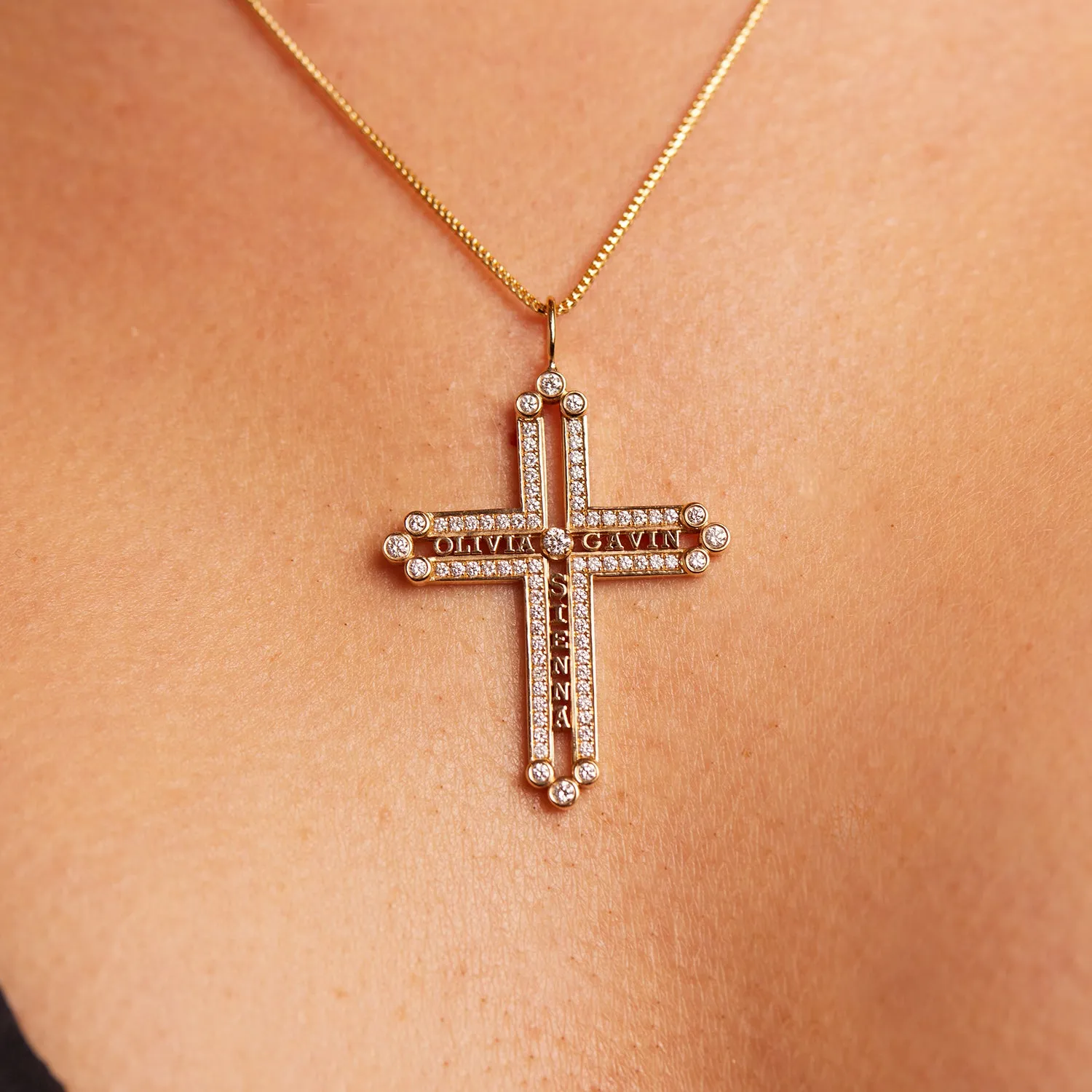 Diamond Custom Name Cross Pendant