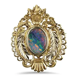 Estate 14K Two-Toned Gold Boulder Opal Pin/Pendant