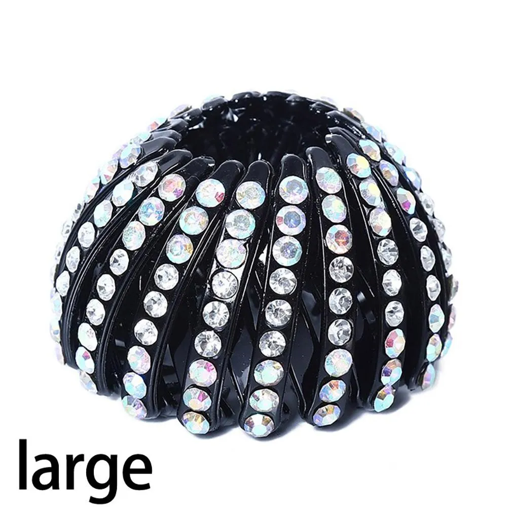 Expandable Retro Birds Nest Shaped Hair Claws With Rhinestone Accessory