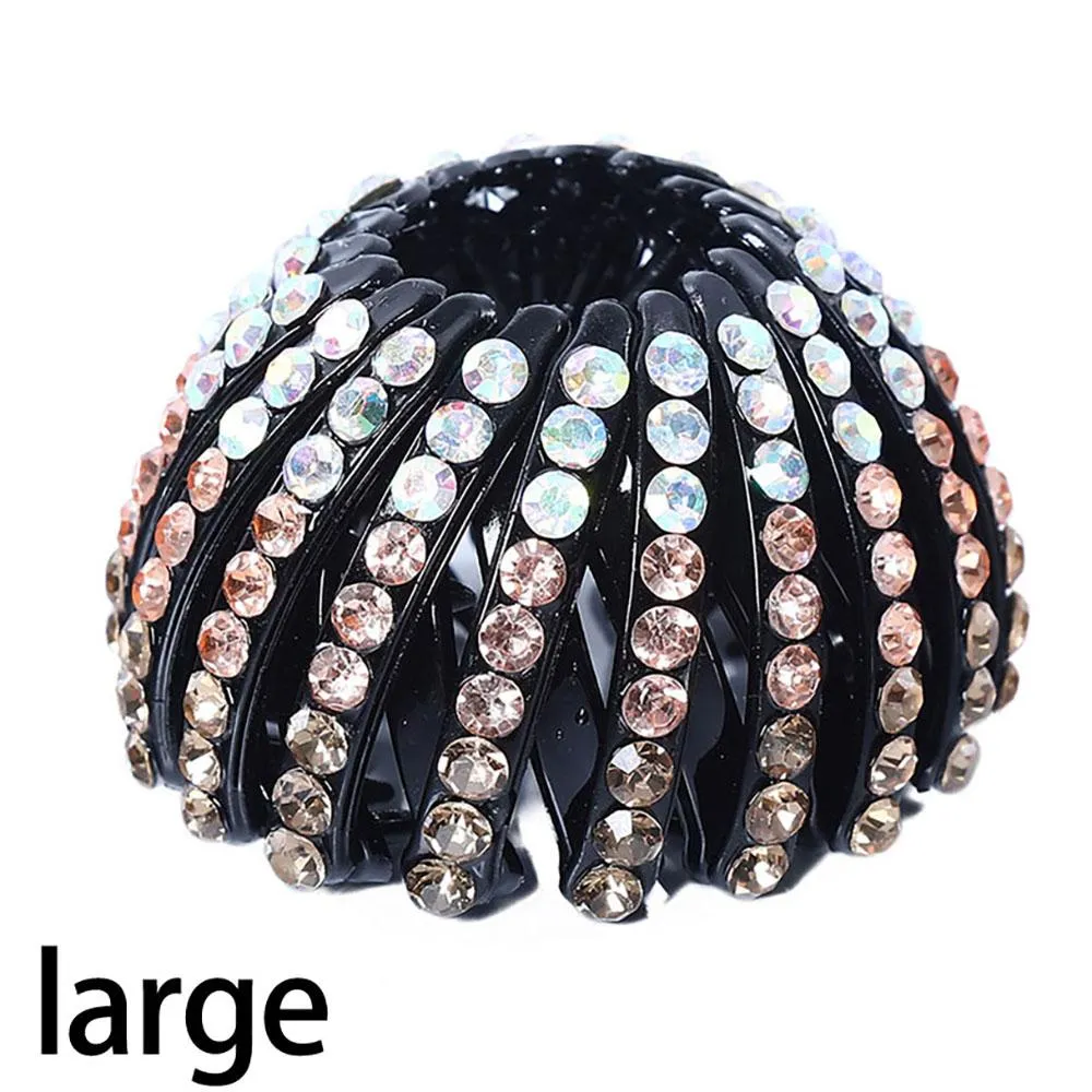 Expandable Retro Birds Nest Shaped Hair Claws With Rhinestone Accessory