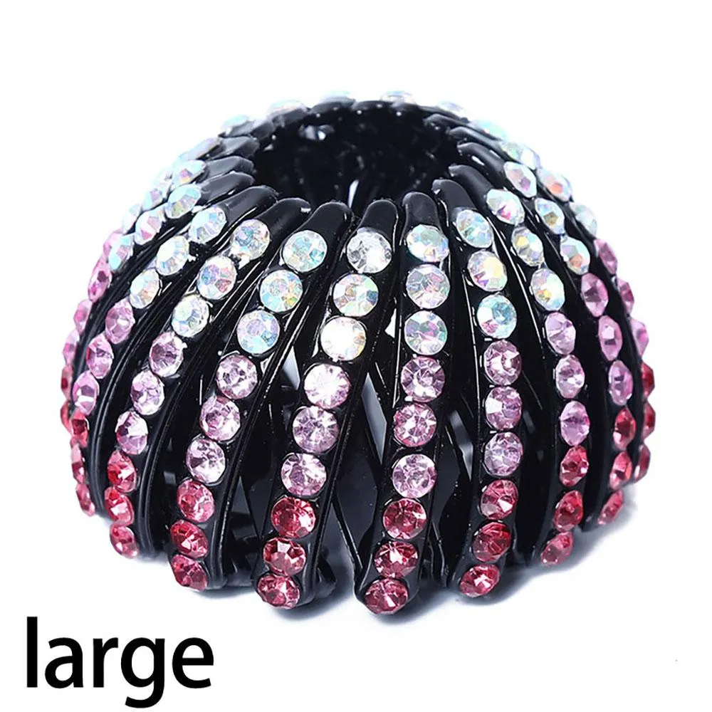 Expandable Retro Birds Nest Shaped Hair Claws With Rhinestone Accessory