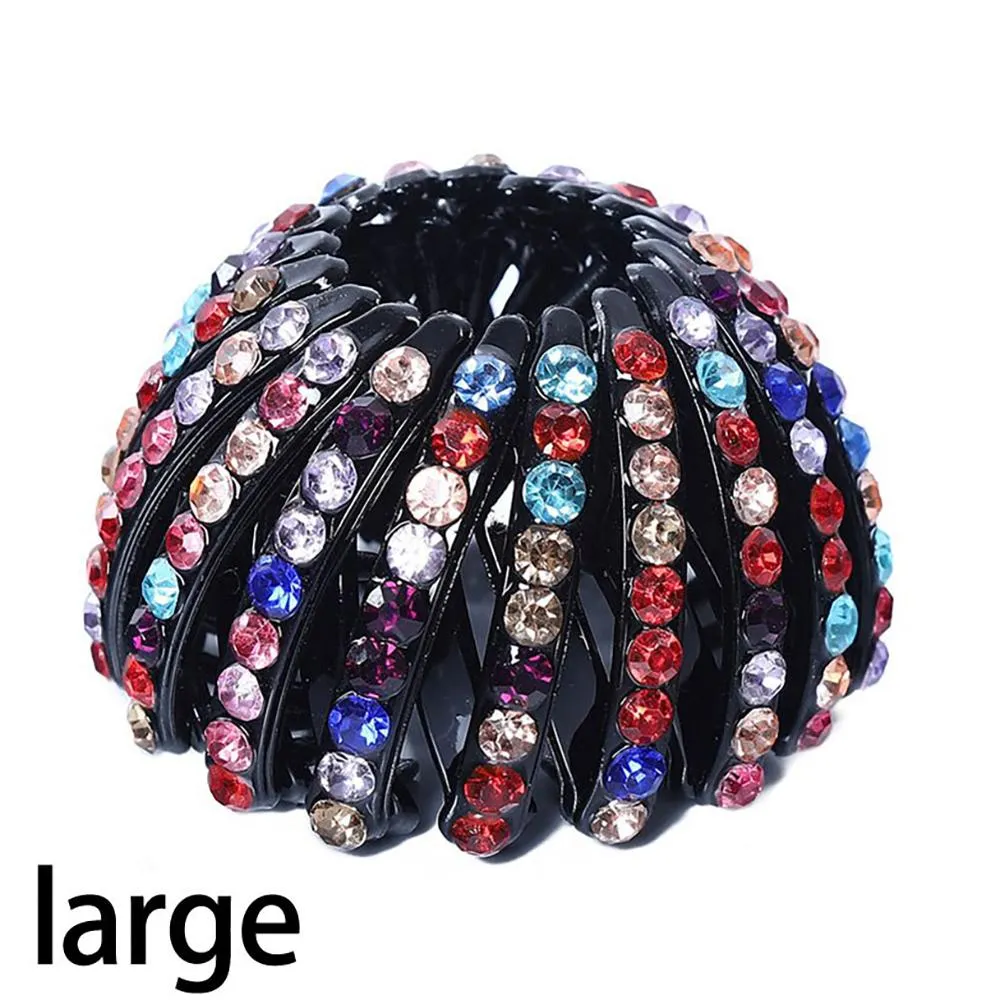 Expandable Retro Birds Nest Shaped Hair Claws With Rhinestone Accessory