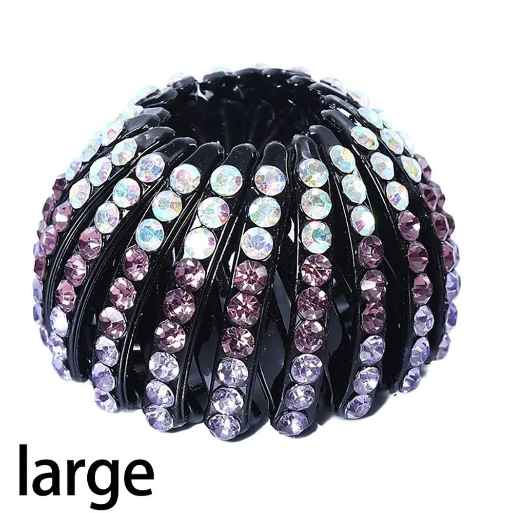 Expandable Retro Birds Nest Shaped Hair Claws With Rhinestone Accessory