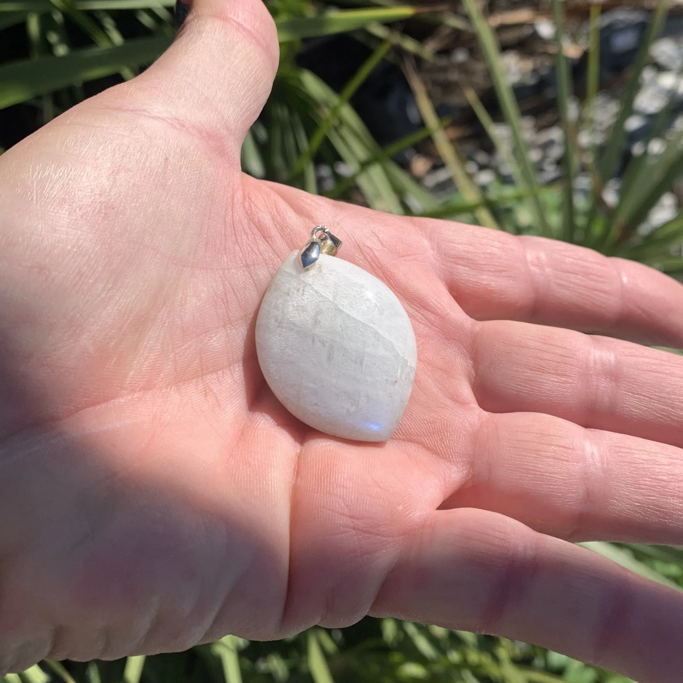 Extra white labradorite pendant, peristerite, rainbow moonstone