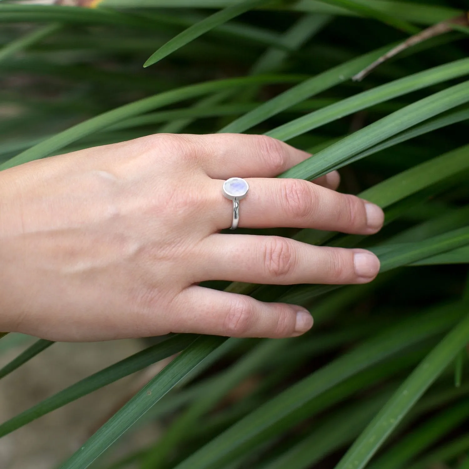 Faceted Moonstone Stackable Ring