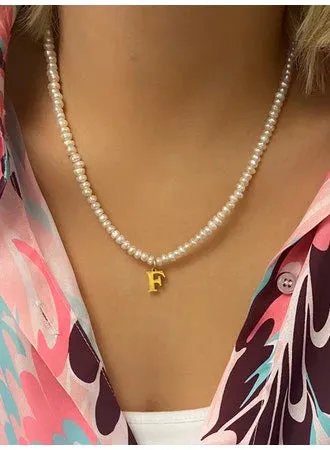 Farrah B Sea Me Initial Pearl Necklace