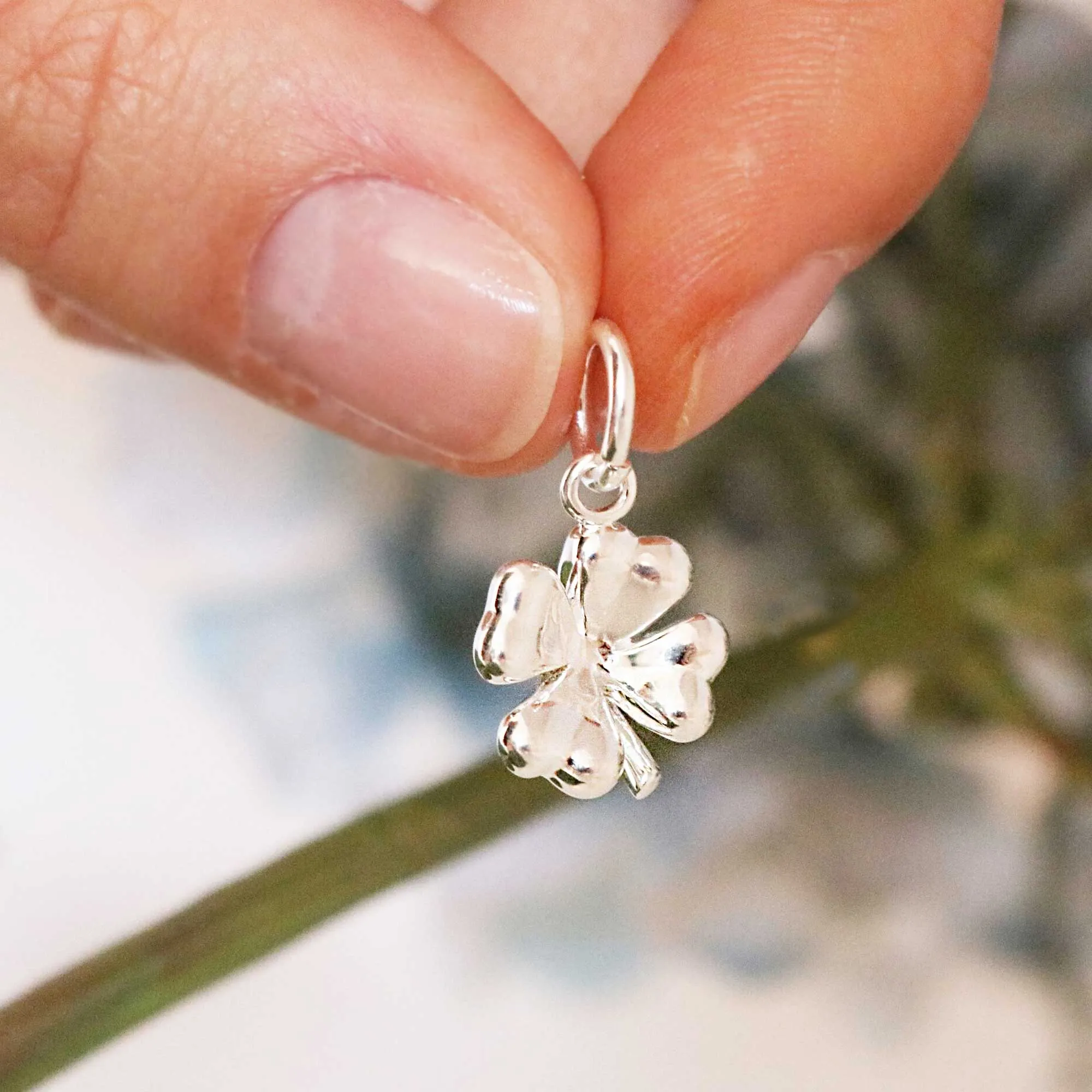 Four Leaf Clover Silver Charm