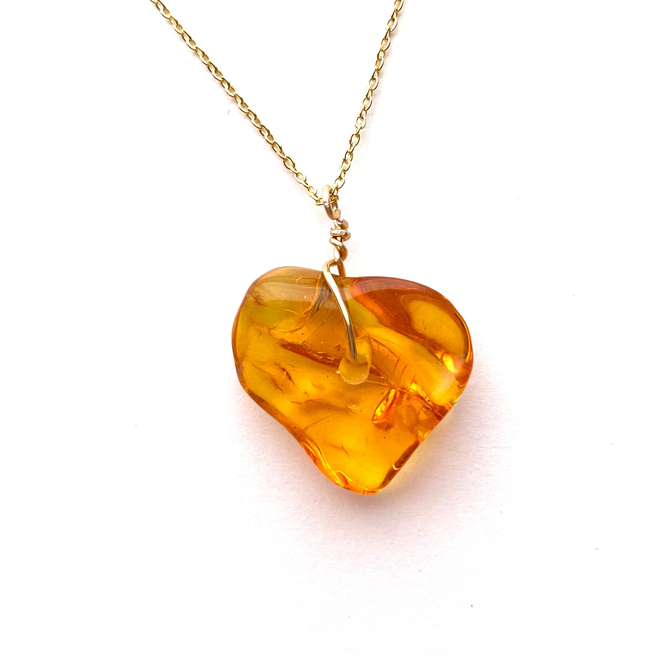 Genuine Natural Baltic Amber Necklace #45 - 16 Kt Gold plated chain necklace Handmade Jewelry - Great gift