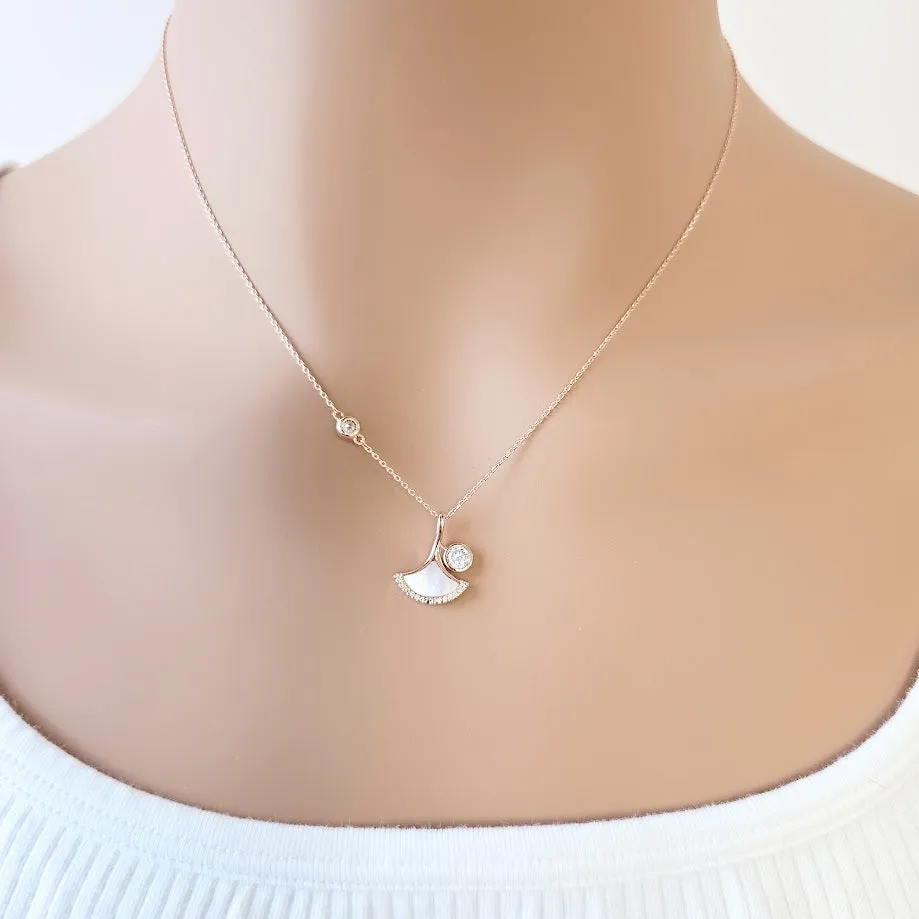 Gingko Leaf Mother of Pearl  Necklace