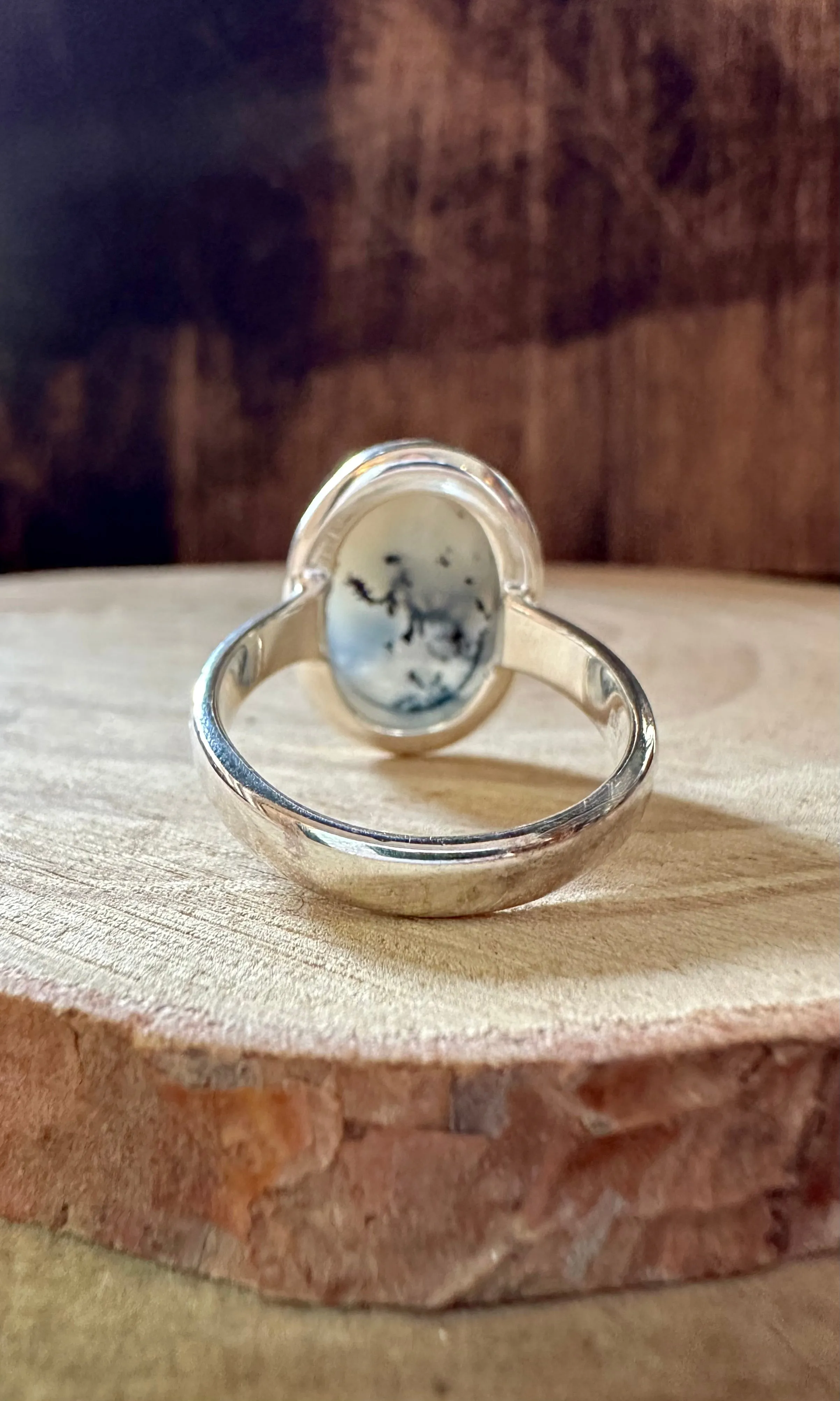 GLACIER DENDRITIC OPAL Sterling Silver Ring • Size 8