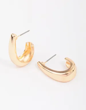 Gold Stretch Rectangular Hoop Earrings