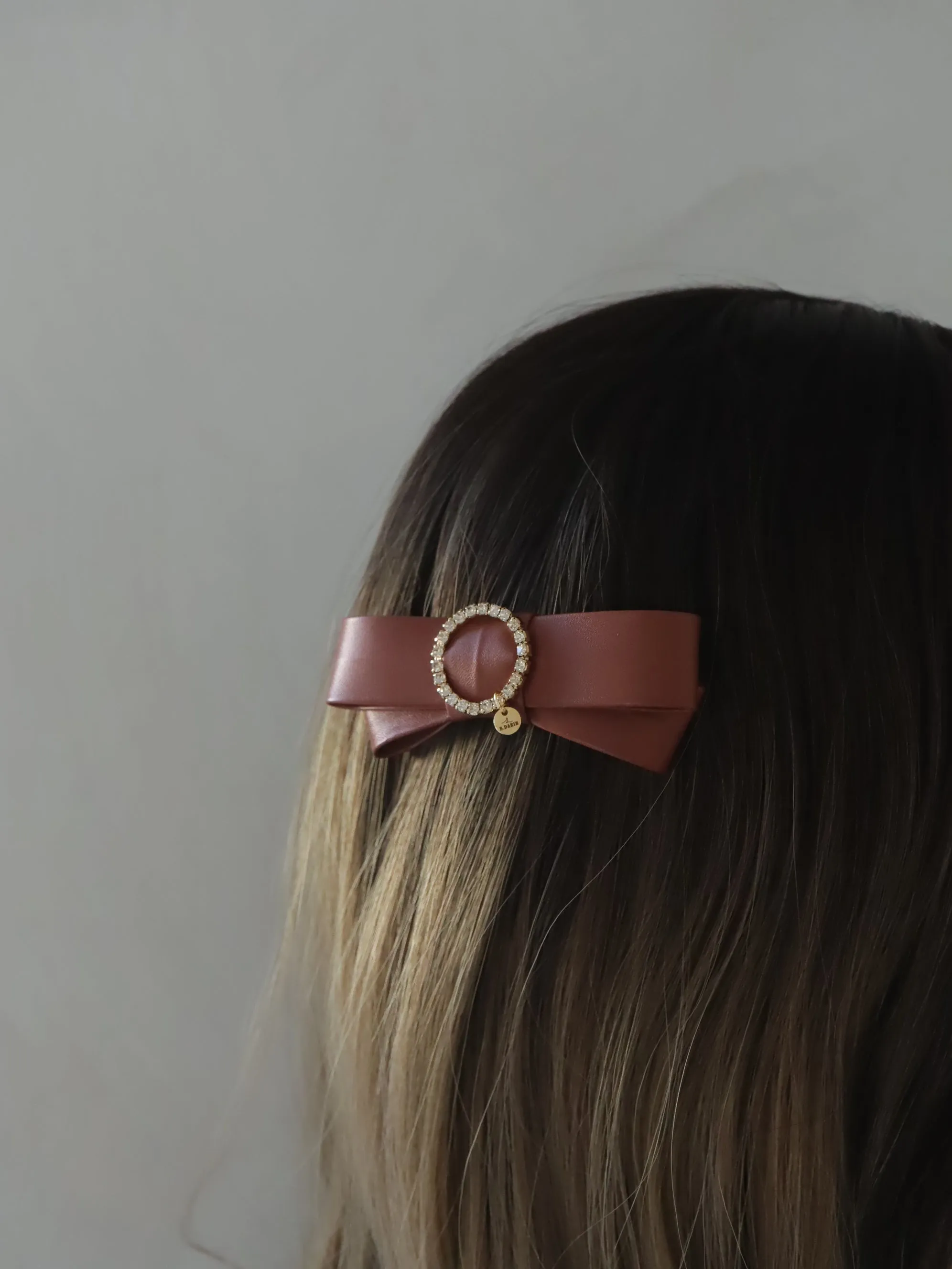 Golden circle glade eco leather small hair bow clips