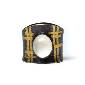 Golden Grid Moonstone Ring