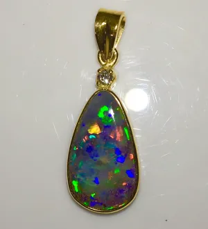 Green Orange Multi Coloured solid boulder opal pendant