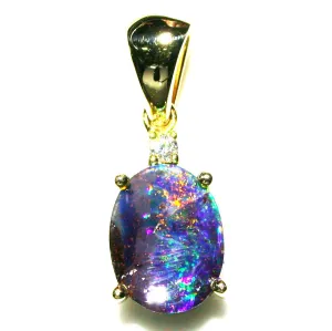 Green,gold multicoloured solid boulder opal Pendant