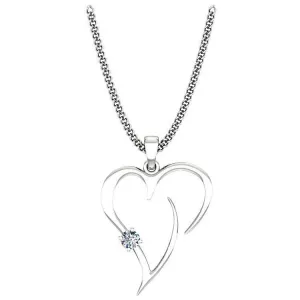 Heart Shaped Pendant Necklace with Diamond 14K White Gold