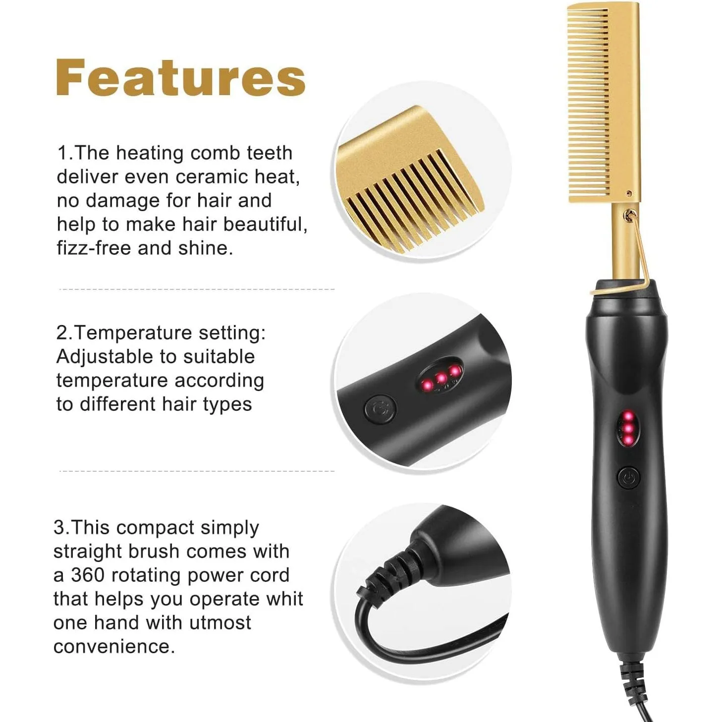 Hot Comb Hair Straightener Comb