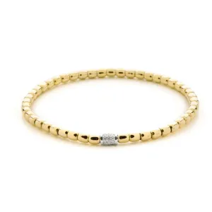 Hulchi Belluni 18K Yellow Gold Tresore Stretch Bracelet with White Gold Diamond Section