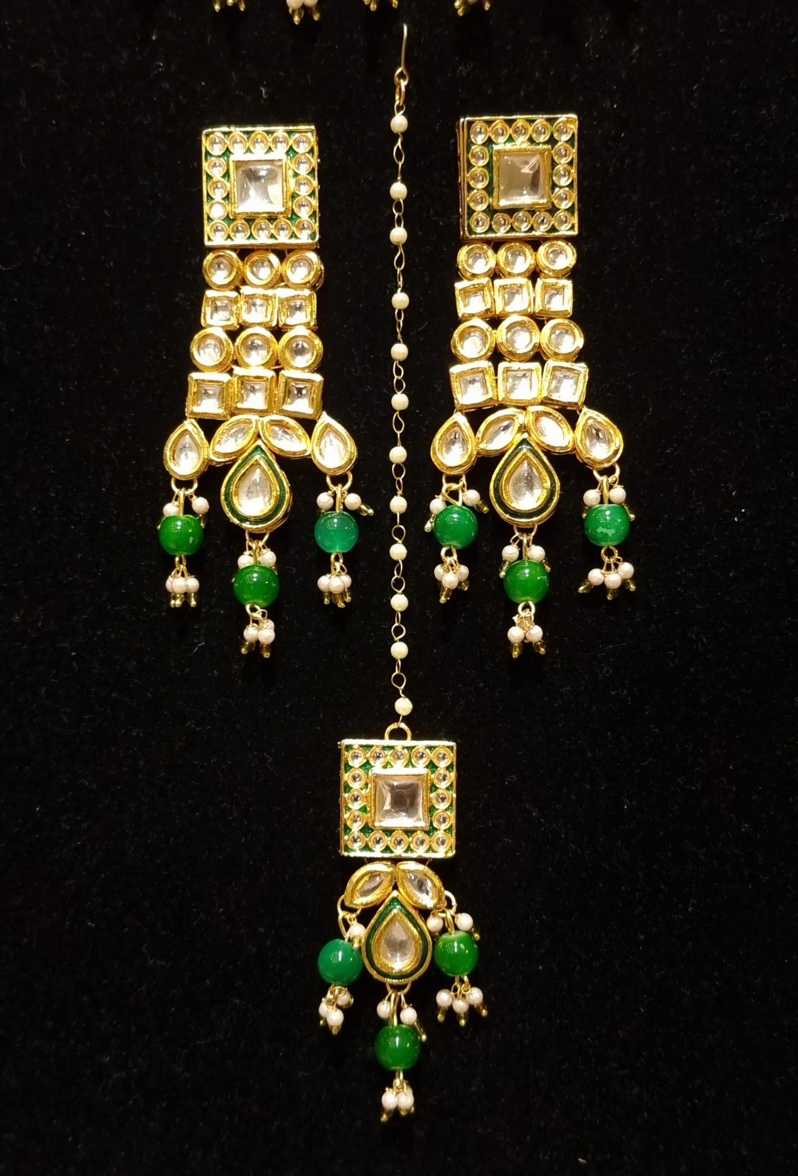 Indian Traditional Choker Emerald Pearl Kundan Bridal Jewelry Necklace Set