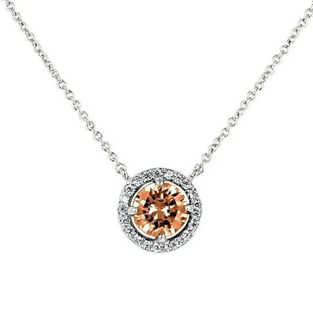 Isla Champagne Halo Pendant –10mm | 1.2ct