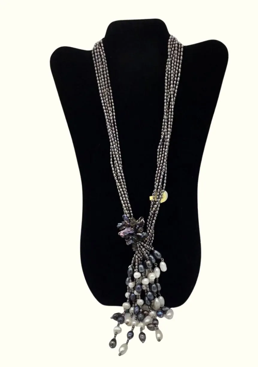 Jackie Jones Gray Pearl Cascade Necklace