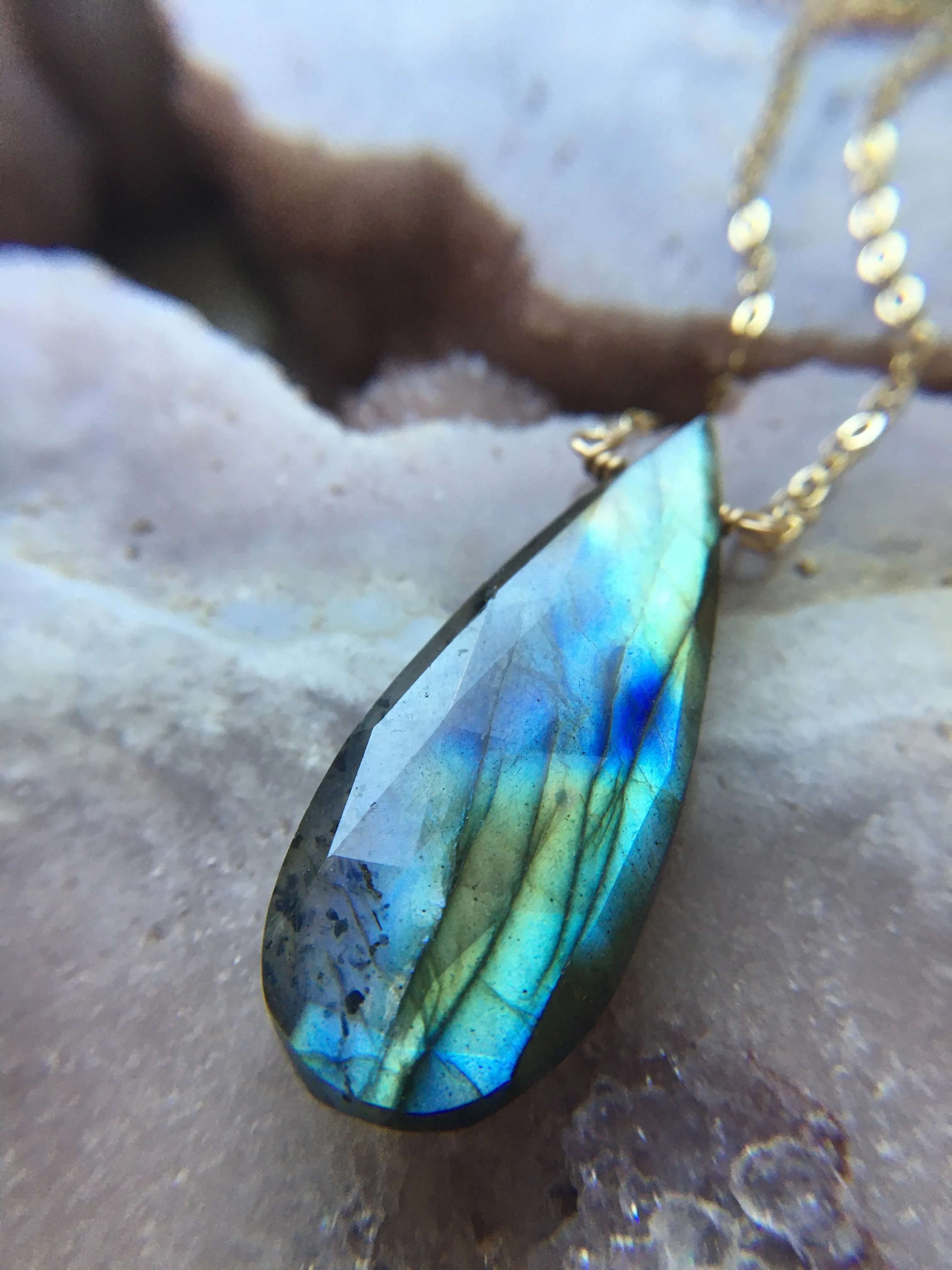 Labradorite Pendant Necklace - Gold Fill or Sterling