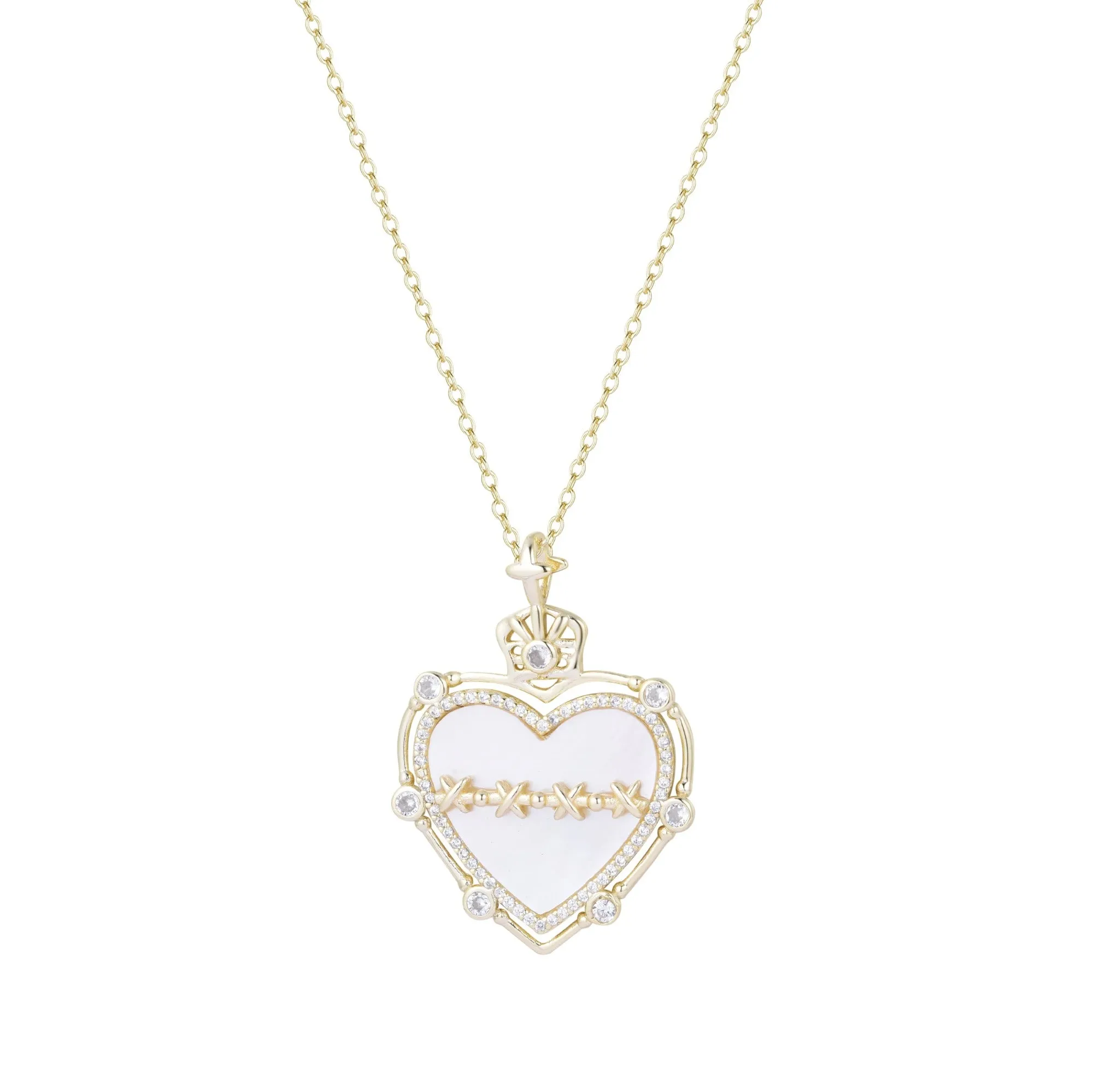 Large Sacred Heart Necklace With Pearl