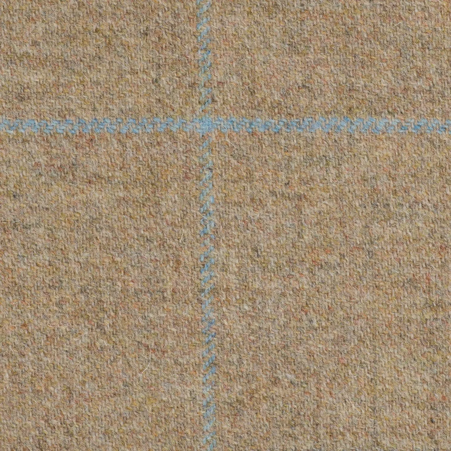 Light Brown With Blue And Aqua Check Moonstone Tweed All Wool