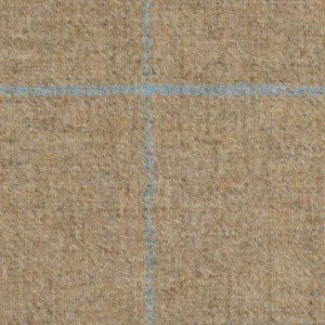 Light Brown With Blue And Aqua Check Moonstone Tweed All Wool