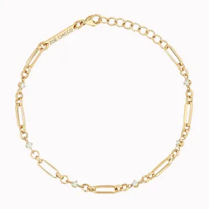 Linked Prong Diamond Paperclip Rolo Chain Bracelet