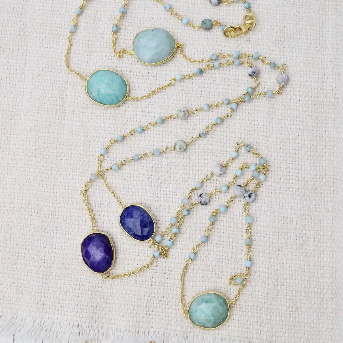 Long Amazonite & Larimar Necklace