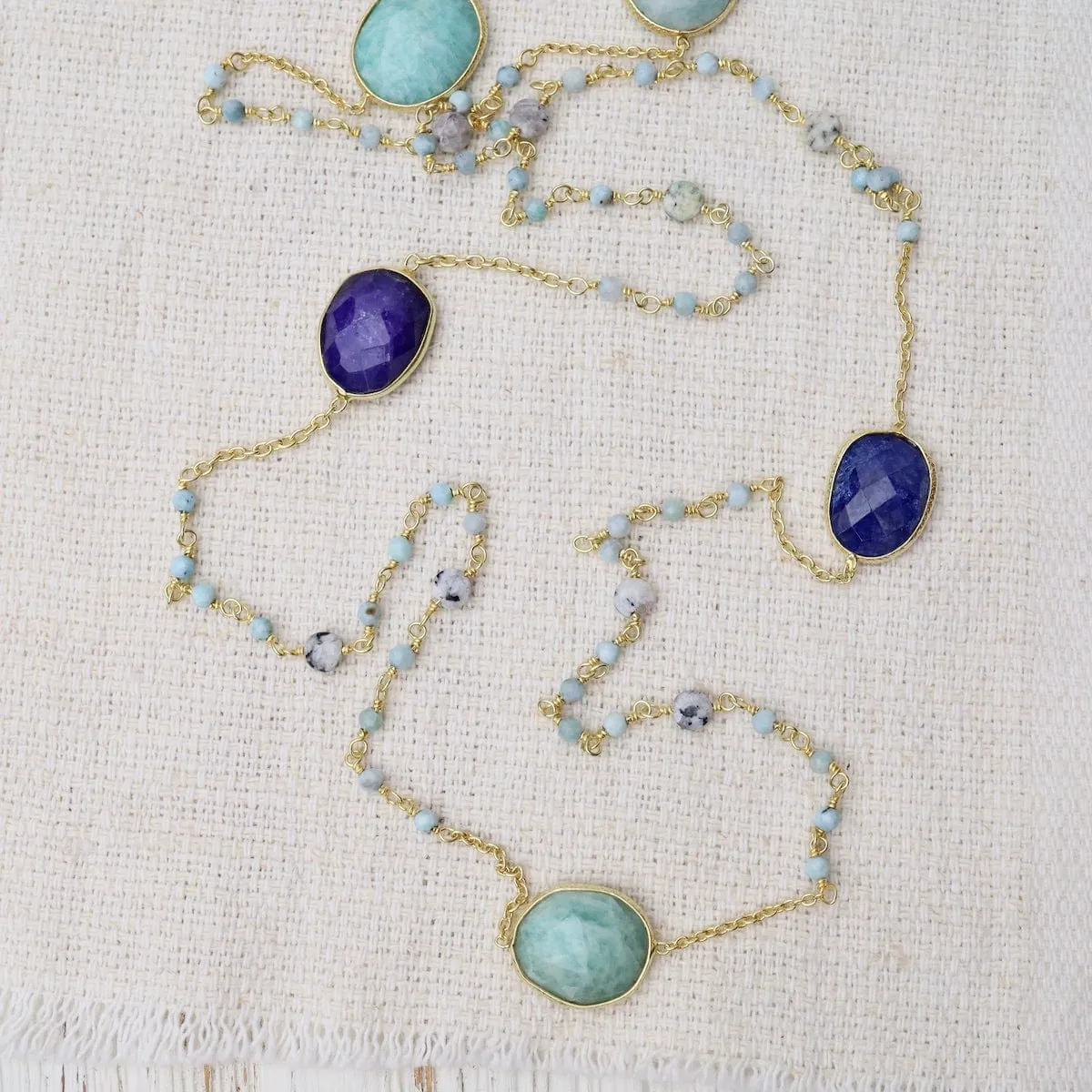 Long Amazonite & Larimar Necklace