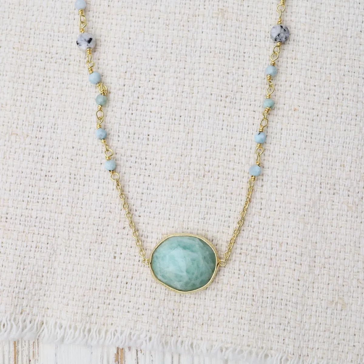 Long Amazonite & Larimar Necklace