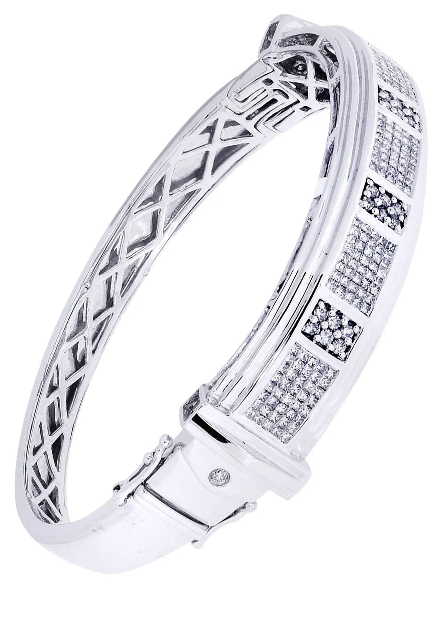 Mens Diamond Bangle White Gold| 2.8 Carats| 42.64 Grams