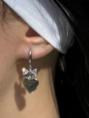 Meri Heart Locket Bow Earrings