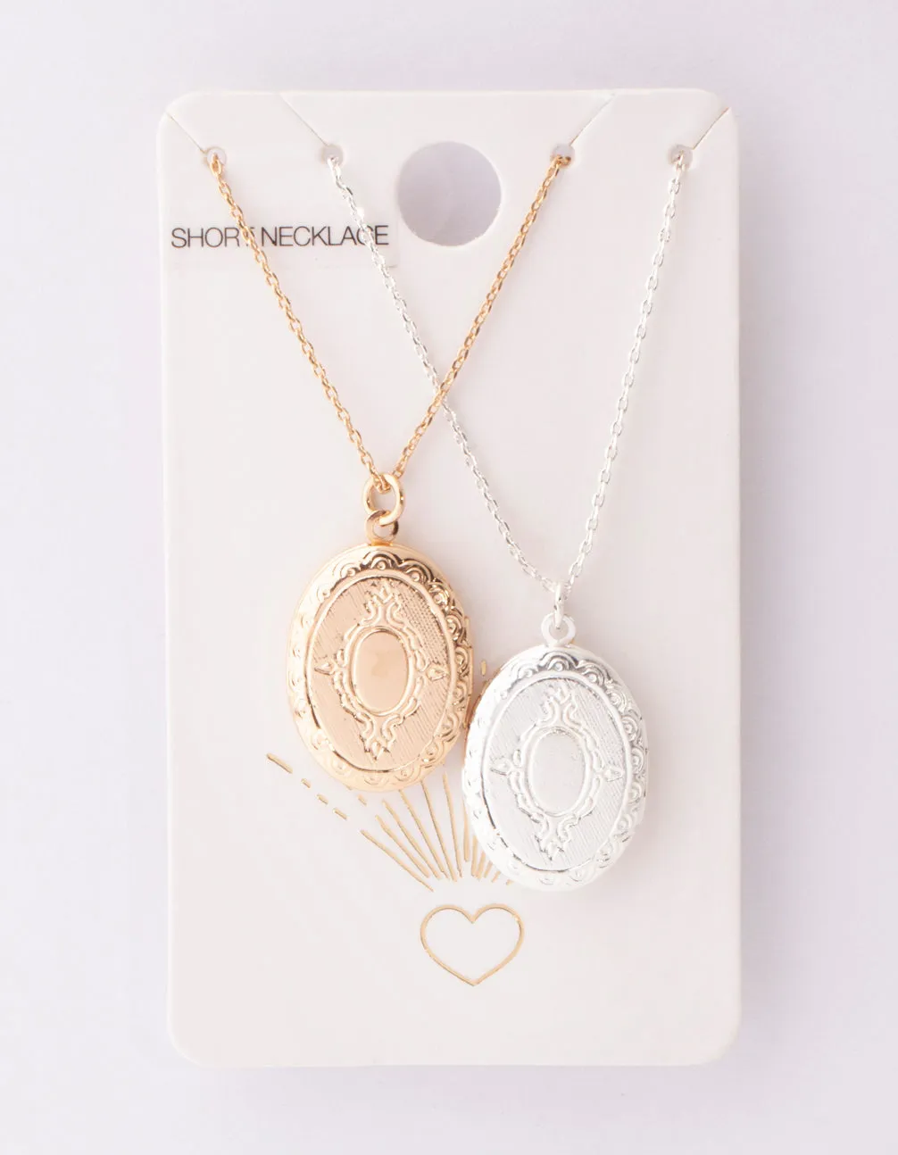 Mixed Metal Oval Locket Necklace Pack