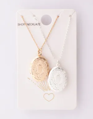 Mixed Metal Oval Locket Necklace Pack