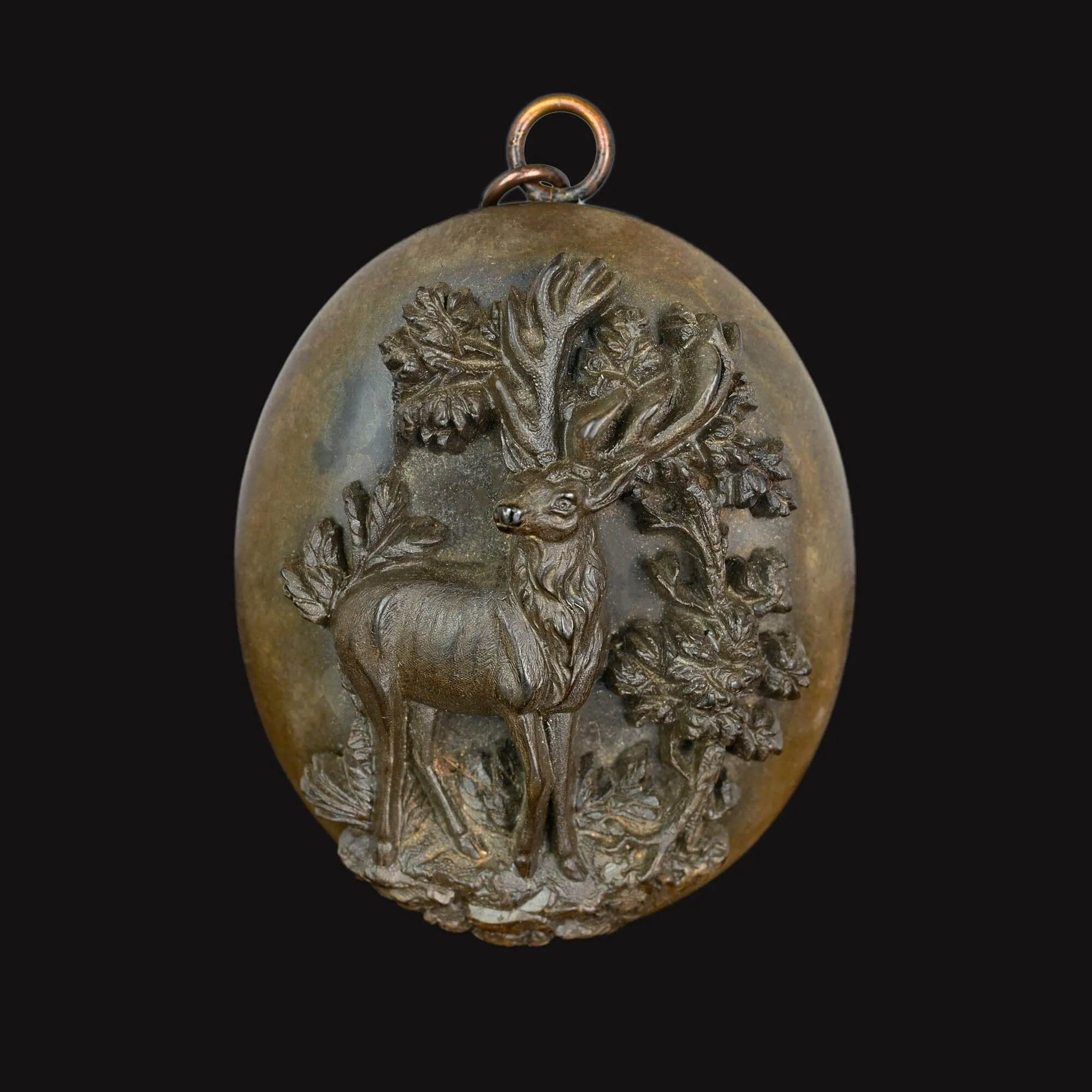 Monarch of the Glen Stag Victorian Gutta Percha Locket