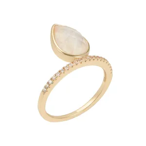 Moonstone Floating Pear Ring 14k gold vermeil