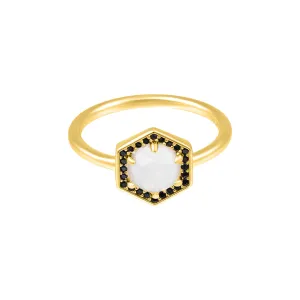 Moonstone Hexagon Ring 14k gold vermeil