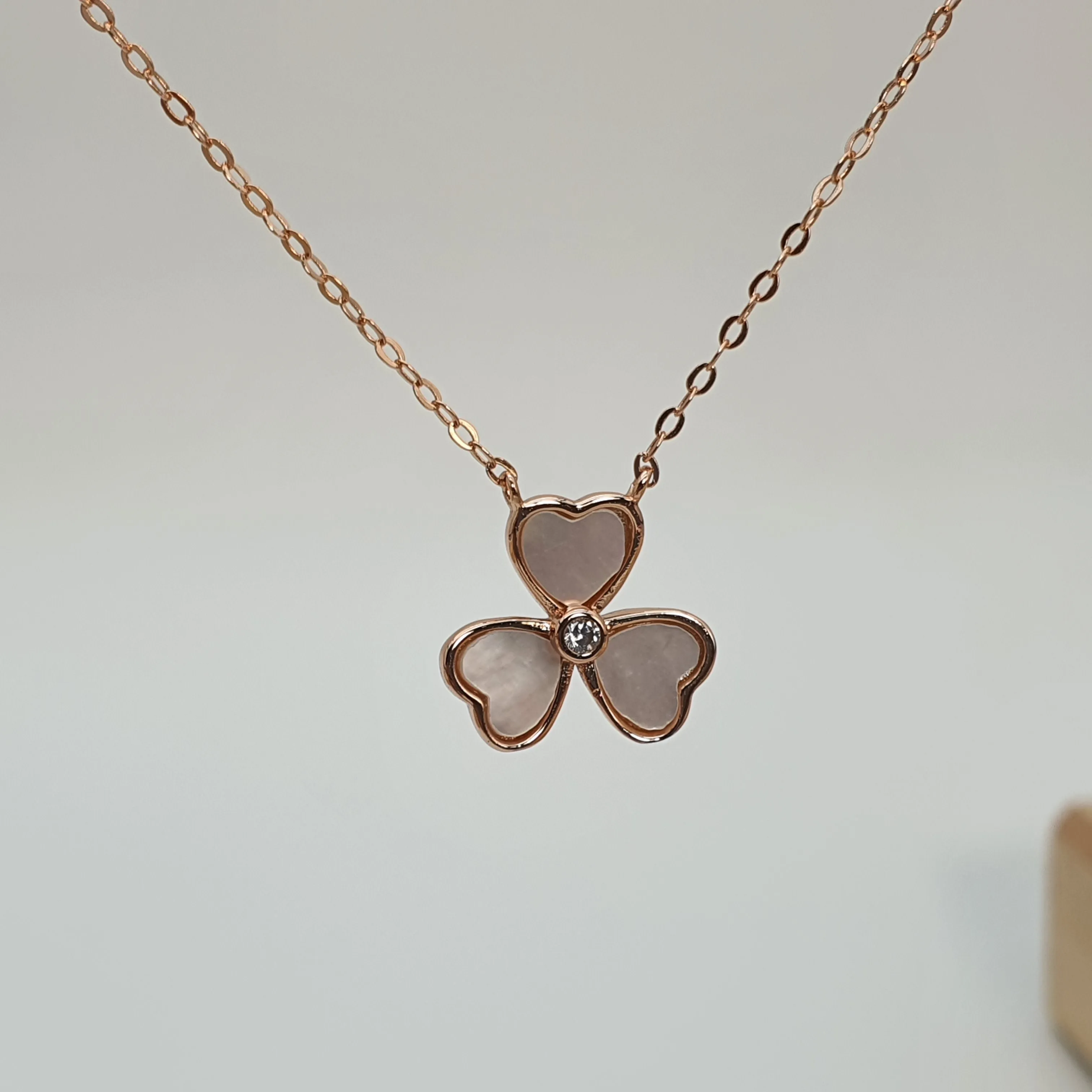 Mother of Pearl 3 Leaf Clover Necklace, Sterling Silver